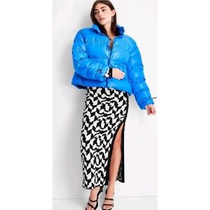 Future Collective High Rise Slit Knit Midi wrap skirt  Black & White Size XXS